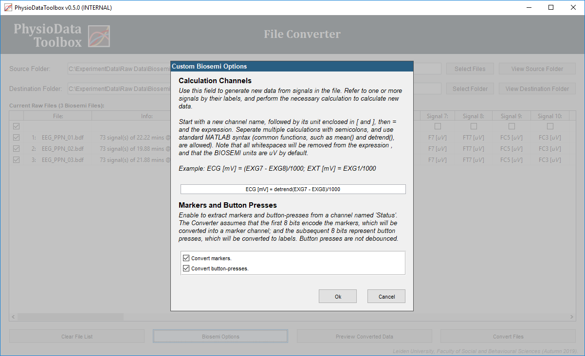 BioSemi custom options